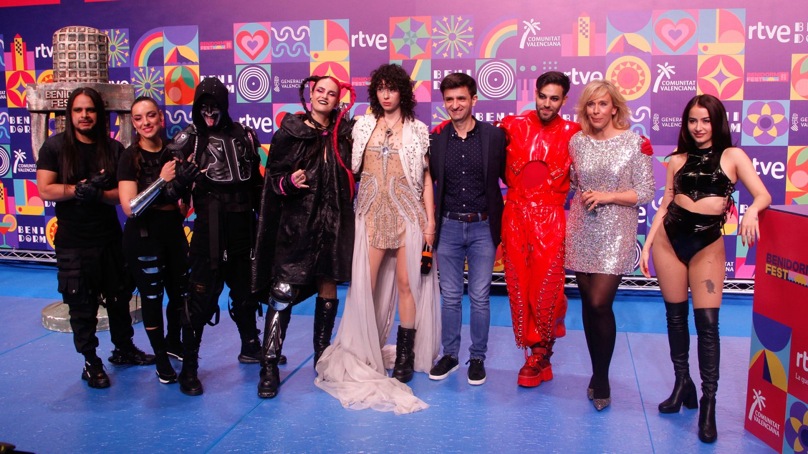 Megara, Alice Wonder, Agoney y Fusa Nocta durante la rueda de prensa posterior a la primera semifinal