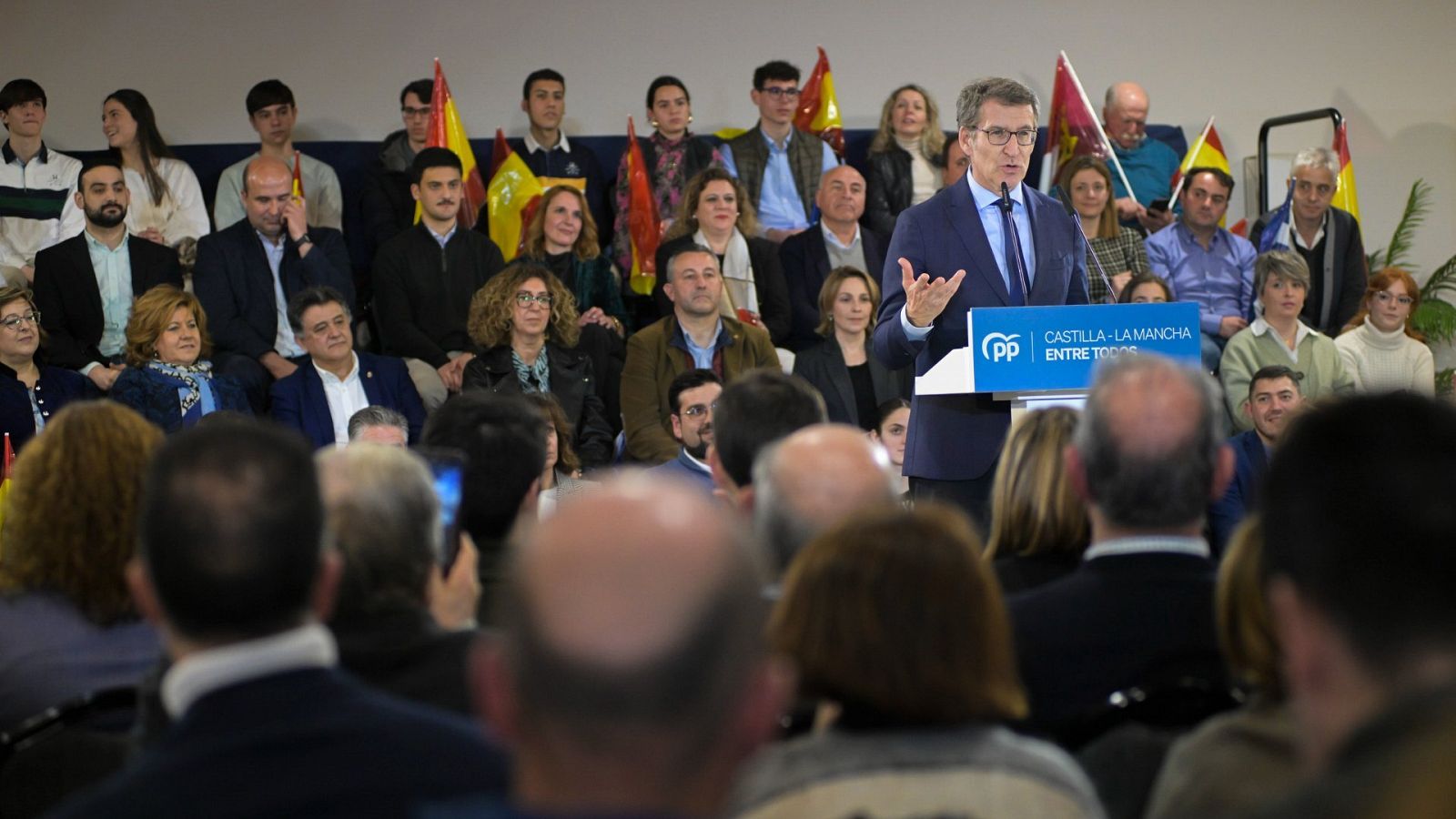 El presidente del Partido Popular, Alberto Núñez Feijóo, durante un acto en Ciudad Real