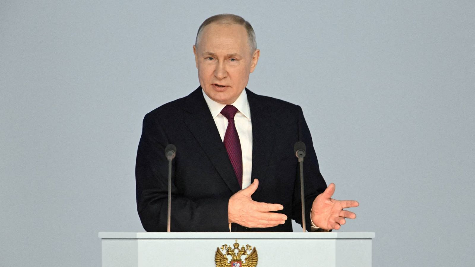 Archivo: Discurso de Vladímir Putin, presidente de Rusia, el 21 de febrero. Foto: Sputnik/Pavel Bednyakov/Kremlin vía REUTERS 