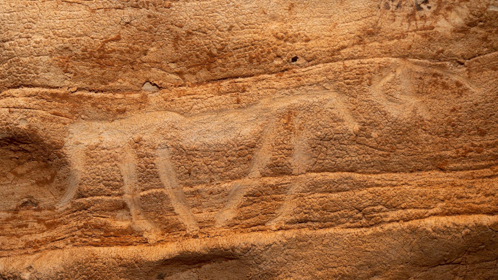 Gabado prehistórico en la Cova de la Vila de La Febró (Tarragona).