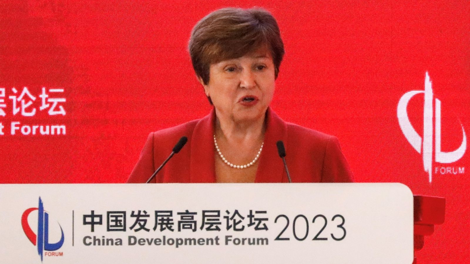 La directora del FMI, Kristalina Georgieva, en el China Development Forum