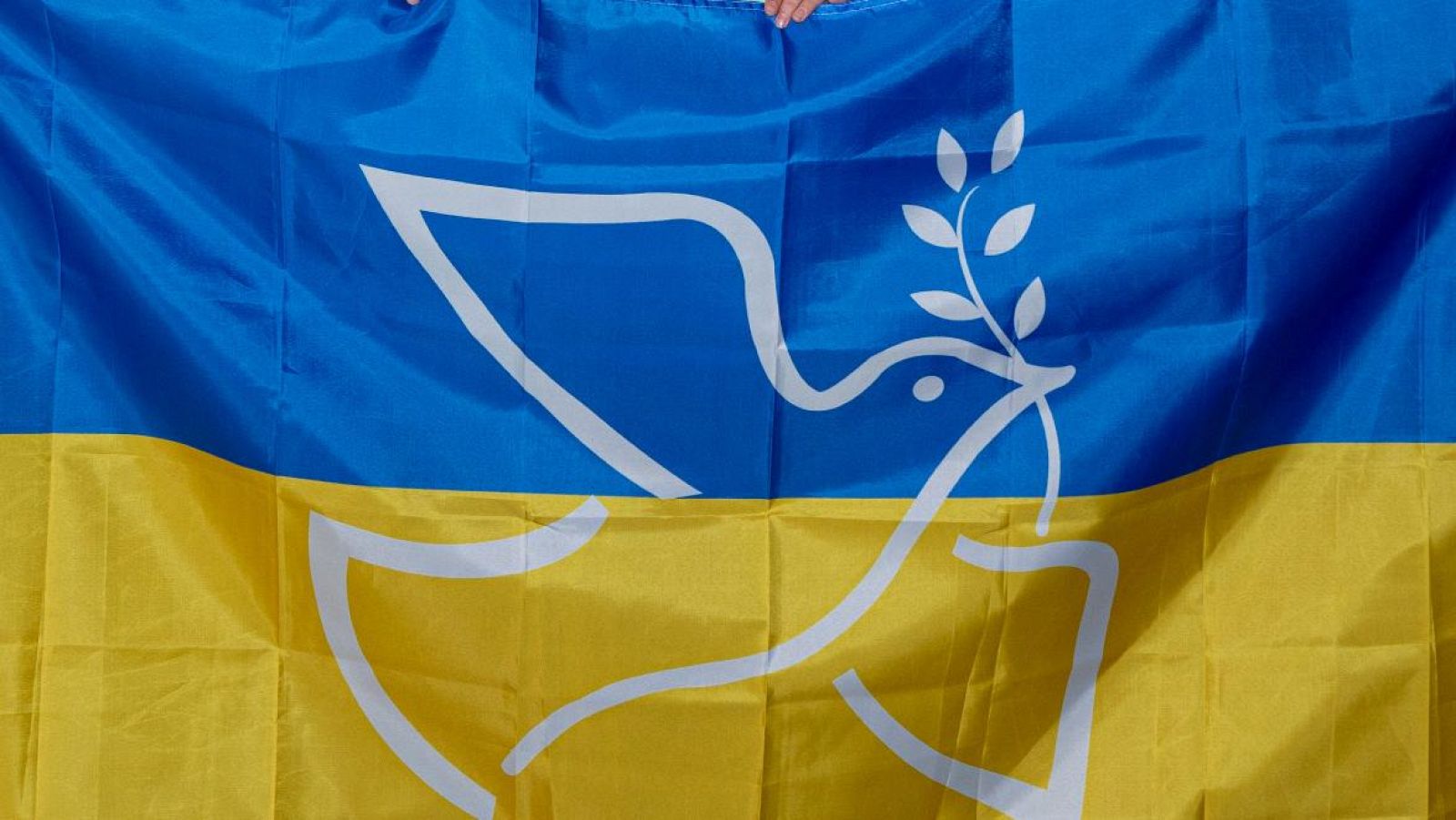 Bandera de Ucrania con el símbolo de la paz