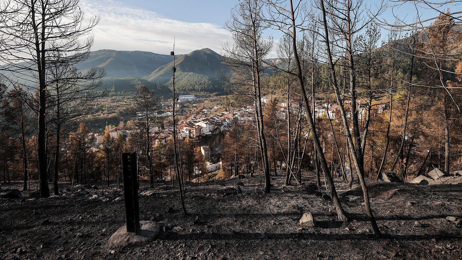 Los alrededores de la localidad de Montán tras ser calcinados por las llamas