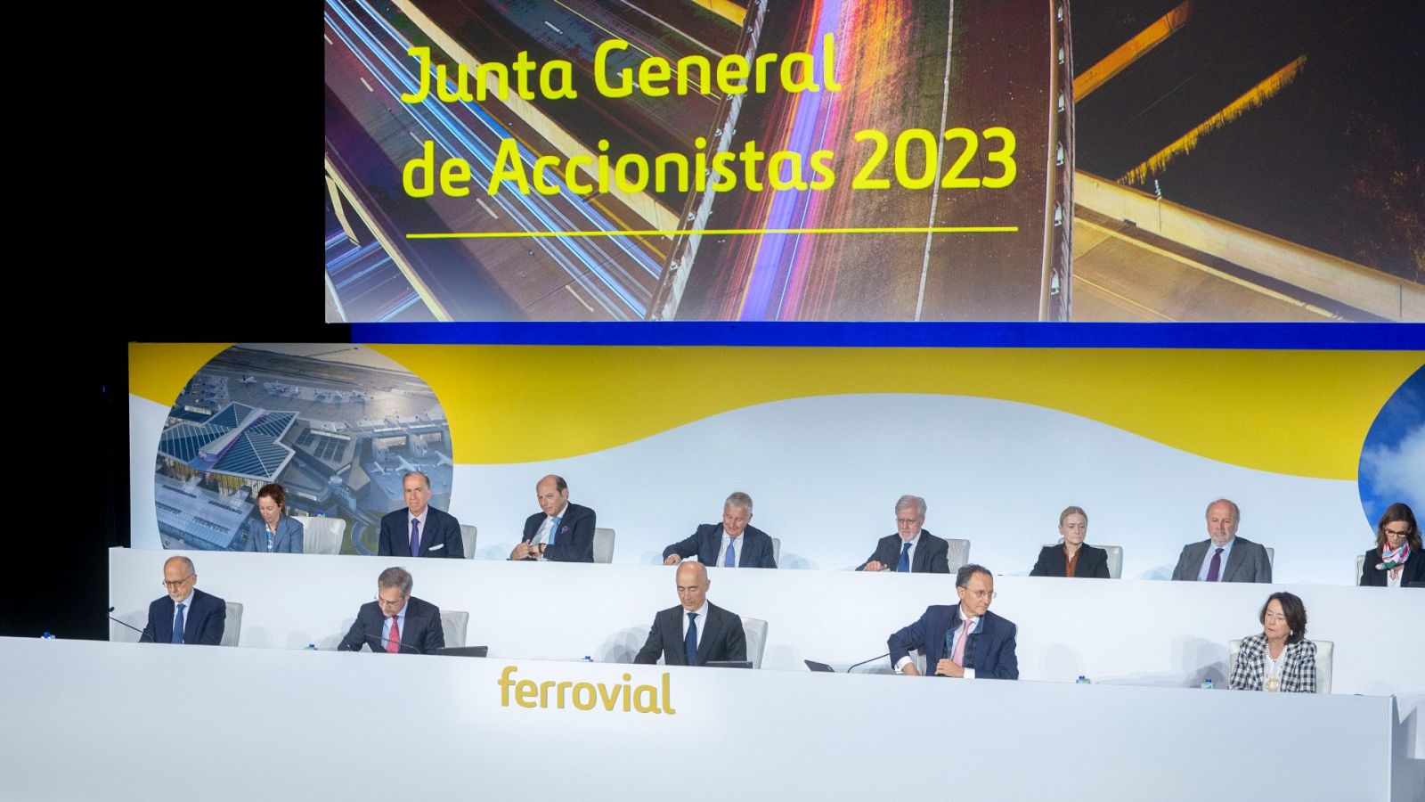 Vista general de la Junta General Ordinaria de Accionistas de Ferrovial, en el auditorio ONCE, en Madrid