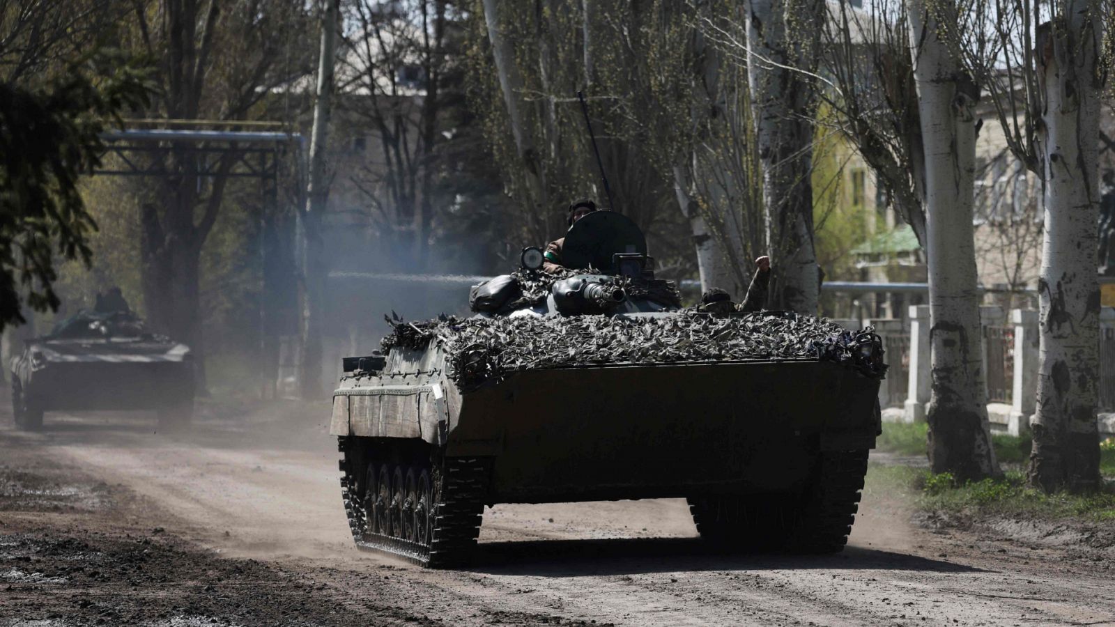 Un vehículo de combate de infantería ucraniano en Chasiv Yar, región de Donetsk