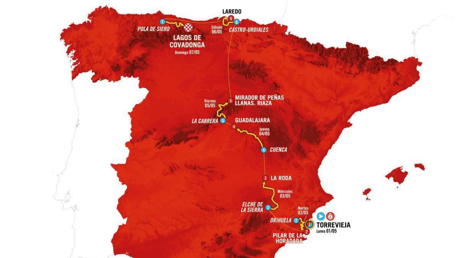 Mapa del recorrido de la Vuelta a España femenina 2023