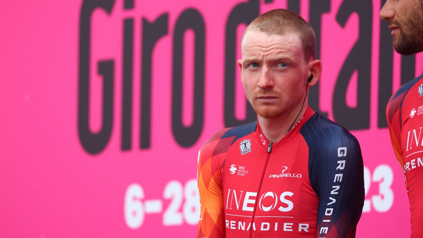 El británico Tao Geogeghan Hart, en la presentación del Giro.
