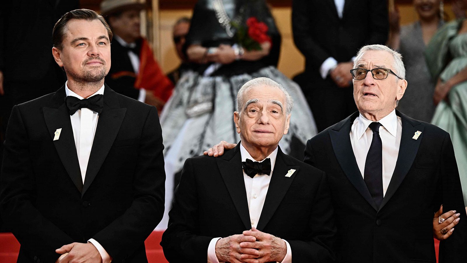 Leonardo DiCaprio, Martin Scorsese y Robert de Niro en la alfombra roja de 'Killers of the flower moon'.