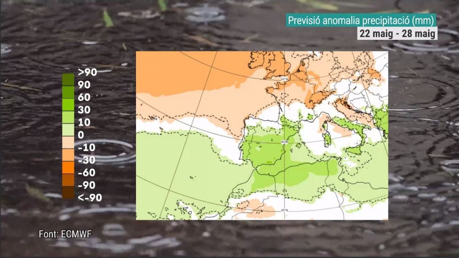 Anomalia de precipitació del 22 al 29 de maig (mm)