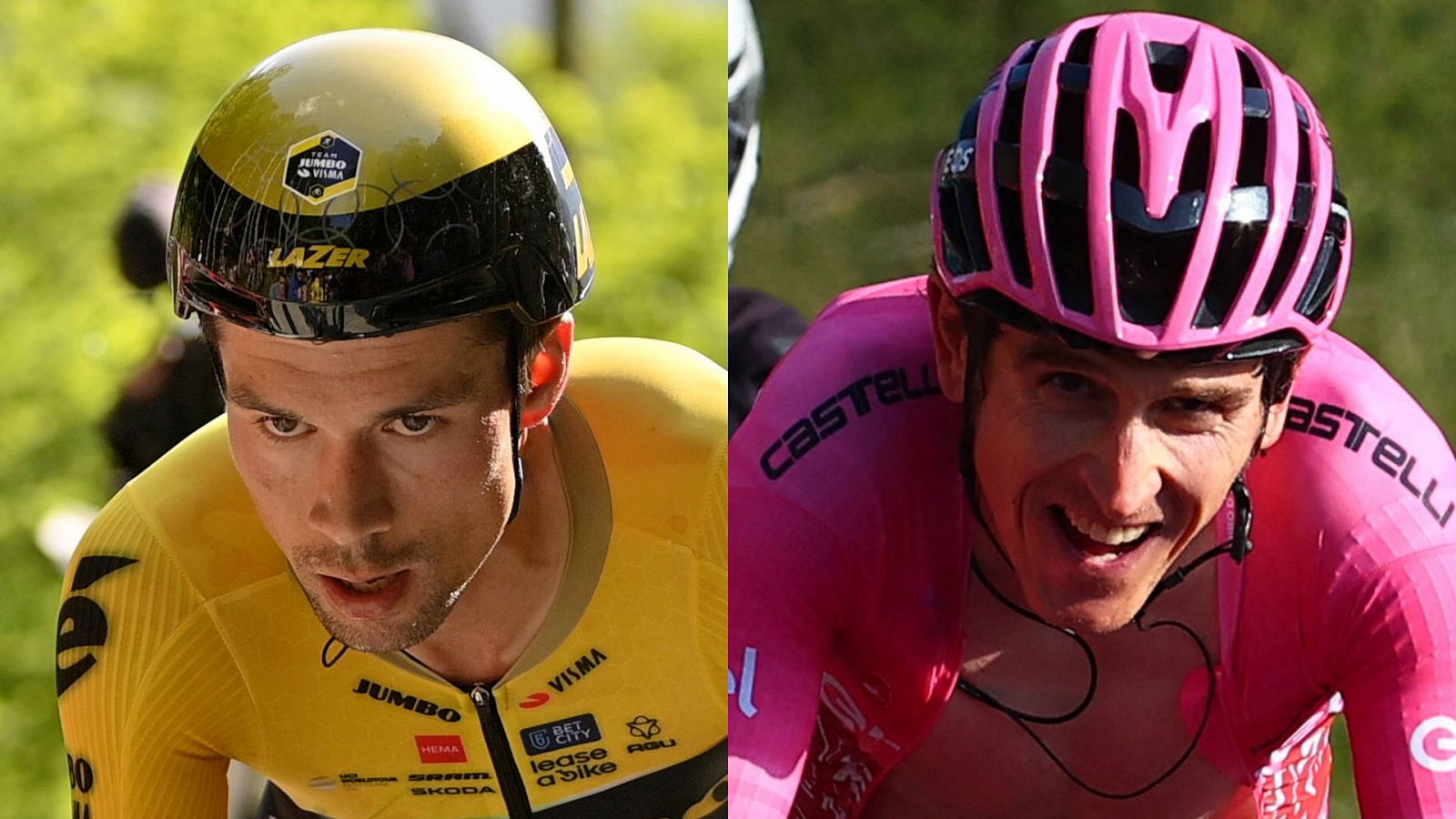 Primoz Roglic (Jumbo, izquierda) y Geraint Thomas (Ineos), se han jugado el Giro en la cronoescalada final