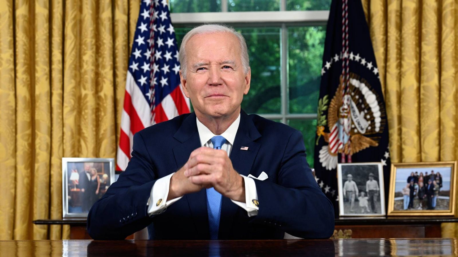 Una imagen del presidente de Estados Unidos, Joe Biden, durante su discurso desde la Casa Blanca.