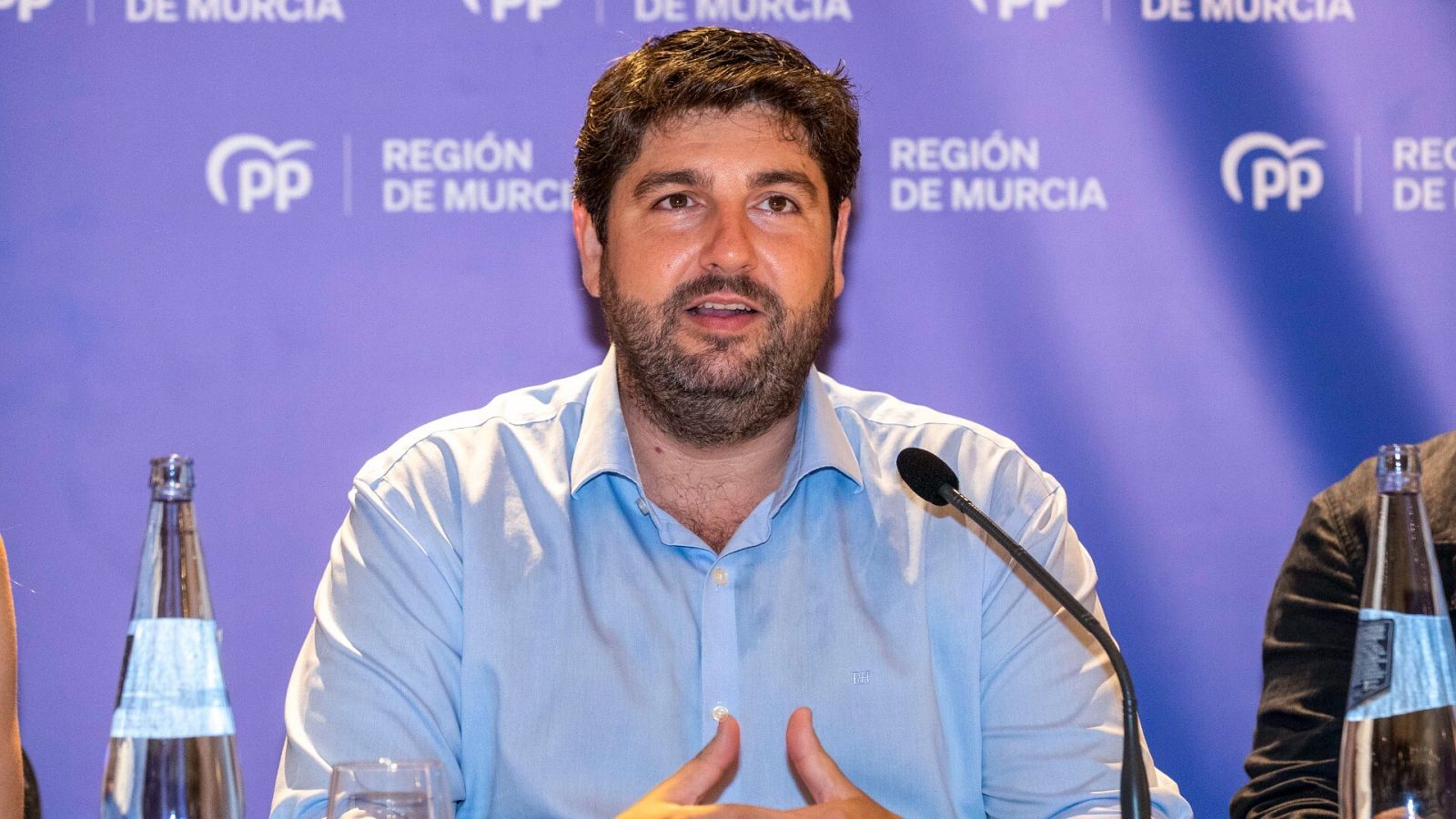 El presidente del Partido Popular en Murcia, Fernando López Miras, durante la junta directiva regional extraordinaria a finales de julio de 2023