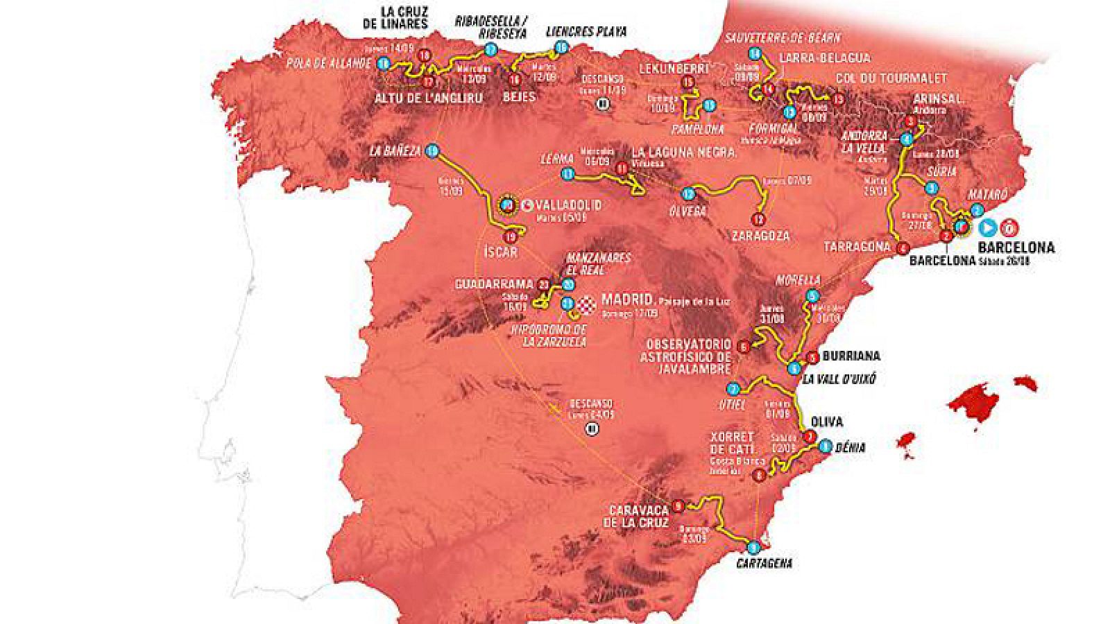 Mapa del recorrido de La Vuelta 2023