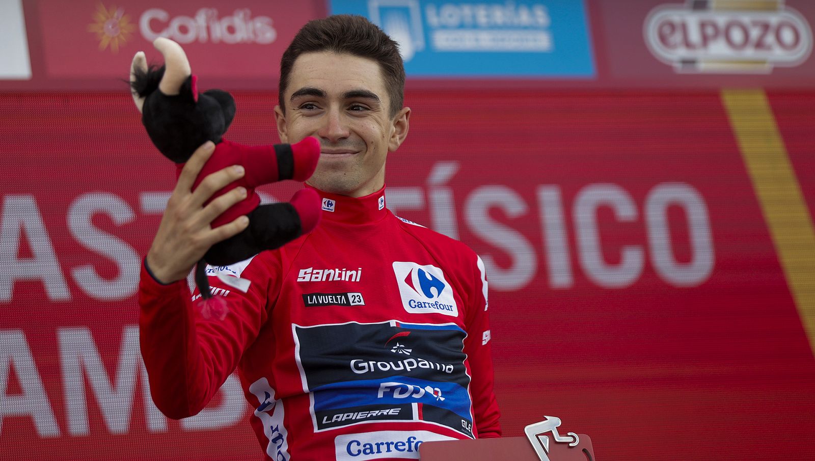 Imagen del ciclista francés, líder de la general de la Vuelta a España 2023, Lenny Martinez, del equipo Groupama-FDJ.