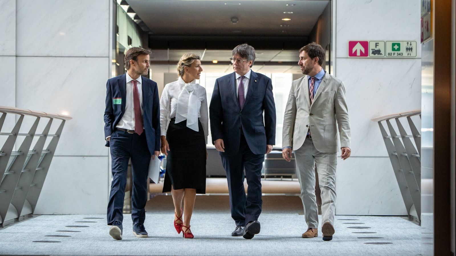 Yolanda Díaz y Carles Puigdemont, durante la reunión que mantuvieron este lunes en Bruselas
