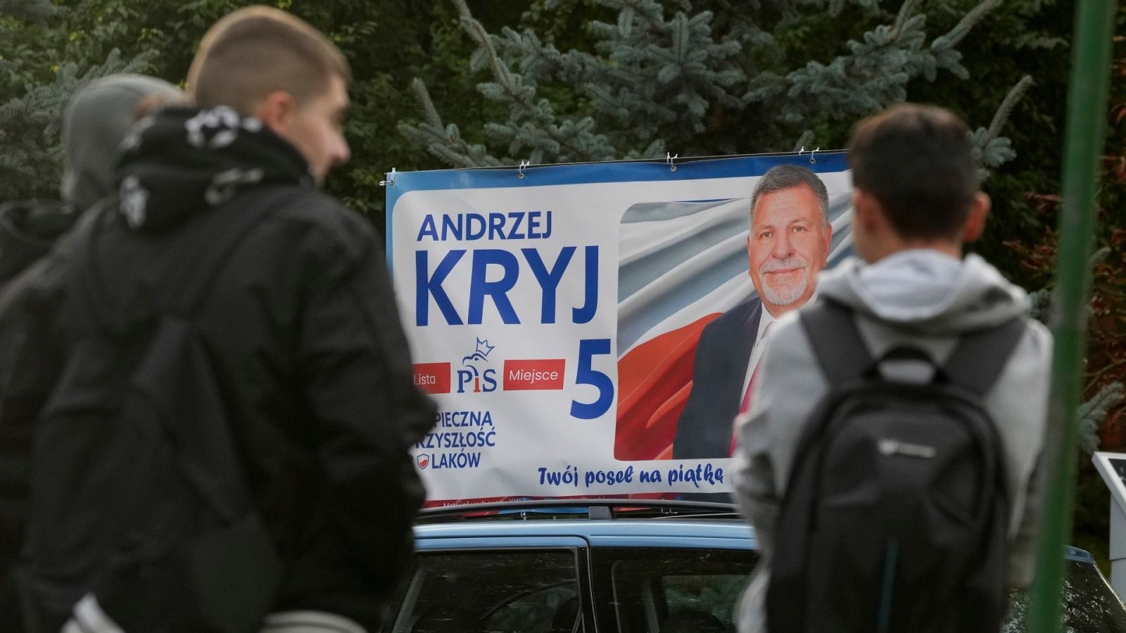 Elecciones en Polonia: cartel electoral del candidato por el partido Ley y Justicia