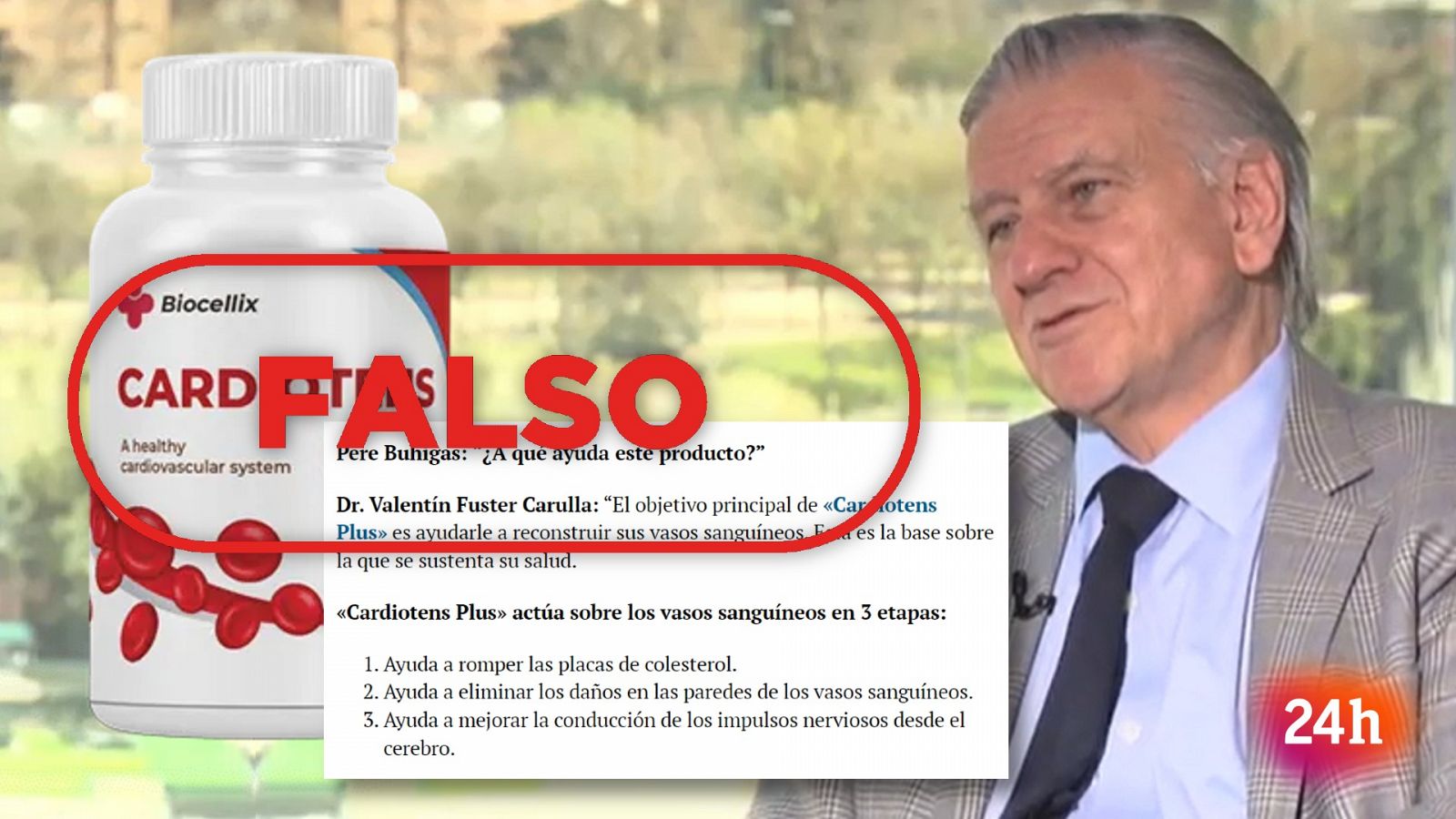Falsos medicamentos: RTVE no promociona este producto, con el sello Falso en rojo de VerificaRTVE