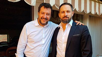 Imagen del encuentro entre Santiago Abascal (d) y Matteo Salvini (i) el pasado septiembre en Roma