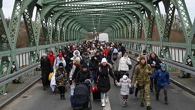 La invasión de Rusia ha empujado a millones de ucranianos a abandonar su país; en la imagen, el paso fronterizo con Polonia de Zosin-Ustyluh