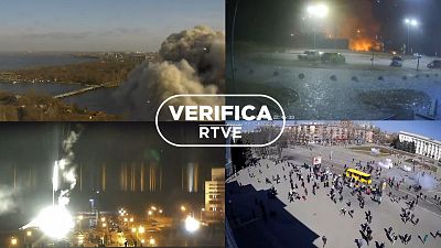 Cámaras de seguridad en la guerra de Ucrania con el sello: VerificaRTVE