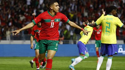 Sabiri celebra el gol de la victoria marroquí.