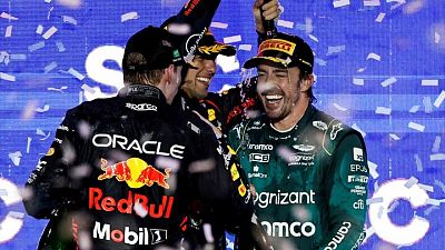 GP de Australia de F1: Fernando Alonso celebra su podio en Arabia Saudí.