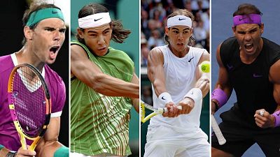 Fotomontaje con imágenes de archivo de Rafa Nadal. Fotomontaje con imágenes de archivo de Rafa Nadal.