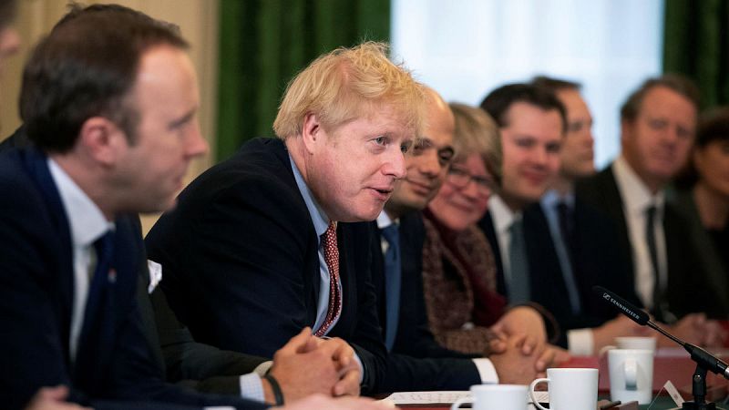 El primer ministro británico, Boris Johnson, durante la primera reunión de su gabinete de Gobierno tras los comicios del pasado jueves.