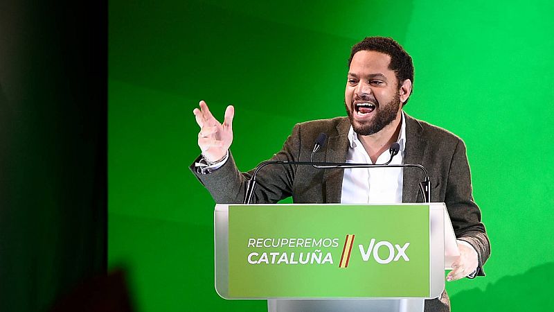 El líder de Vox en Cataluña, Ignacio Garriga, en el acto de clausura de la campaña del 14F