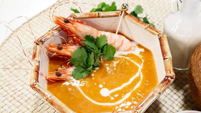 Receta de crema de langostinos thai