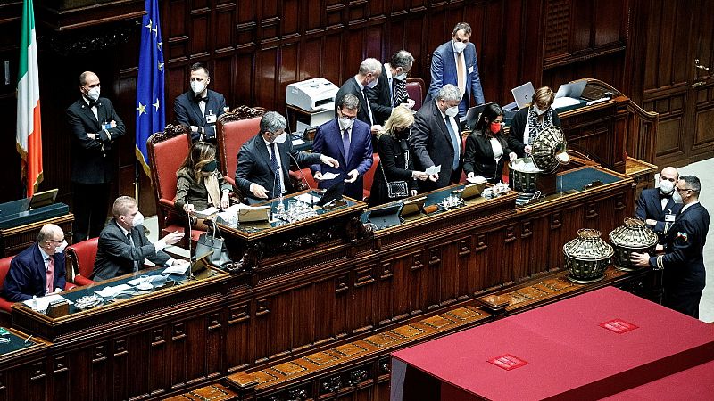 Recuento de votos en la Cámara de los Diputados italiana, durante la primera jornada de votación del presidente de Italia