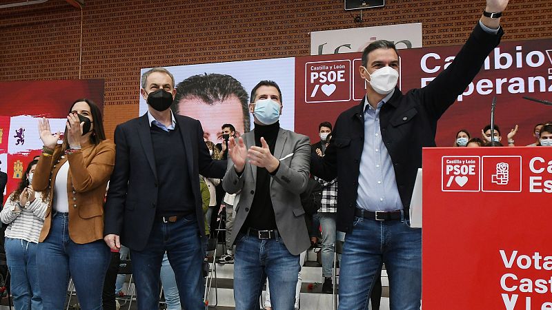 Sánchez y Zapatero acompañan a Tudanca en un mitin del PSOE
