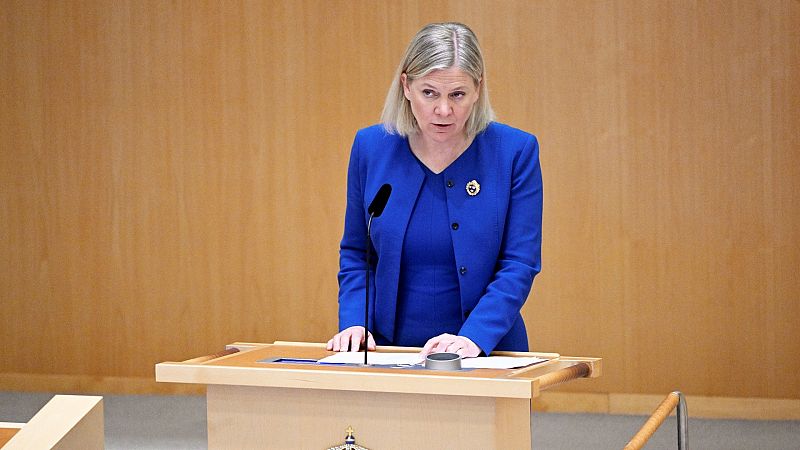 La primera ministra sueca, Magdalena Andersson, en un debate parlamentario sobre la adhesión a la OTAN