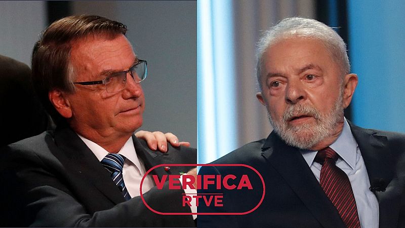 Jair Bolsonaro y Lula da Silva durante el proceso electoral 2022 con el sello: VerificaRTVE