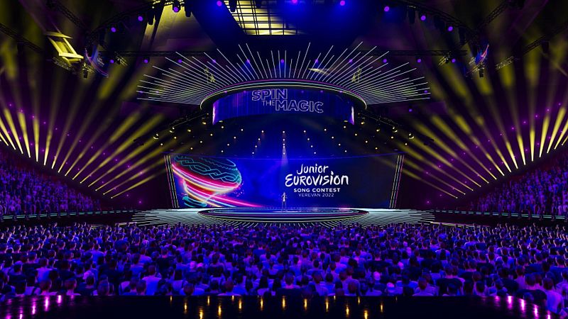 Render del escenario de Eurovisión Junior 2022, Karen Demirchyan Sports Complex