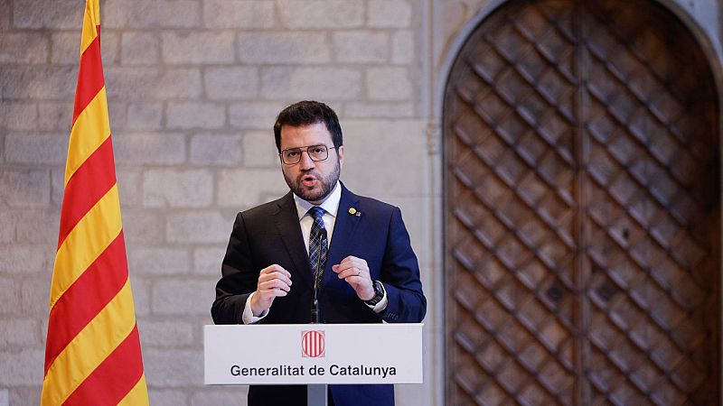 El presidente de la Generalitat, Pere Aragonès, en una comparecencia ante los medios de comunicación
