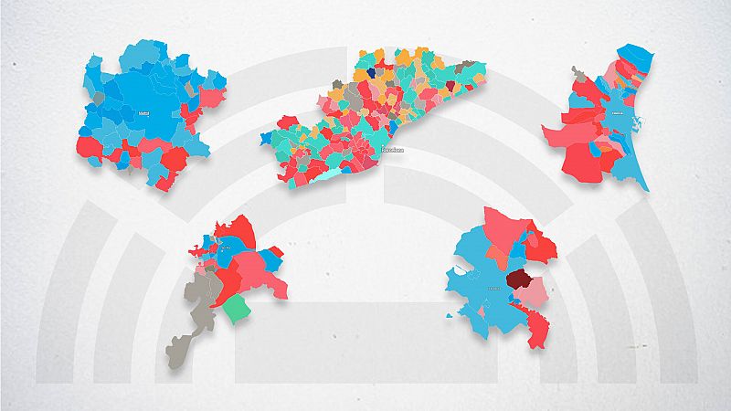 DatosRTVE repasa los resultados de las elecciones municipales del 28 de mayo en las áreas metropolitanas de Madrid, Barcelona, Valencia, Sevilla y Zaragoza.
