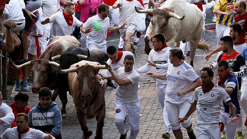 Sanfermines: encierro de la ganadería Núñez del Cuvillo