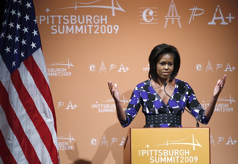 U.S. first lady Michelle Obama speaks at an event in Pittsburgh