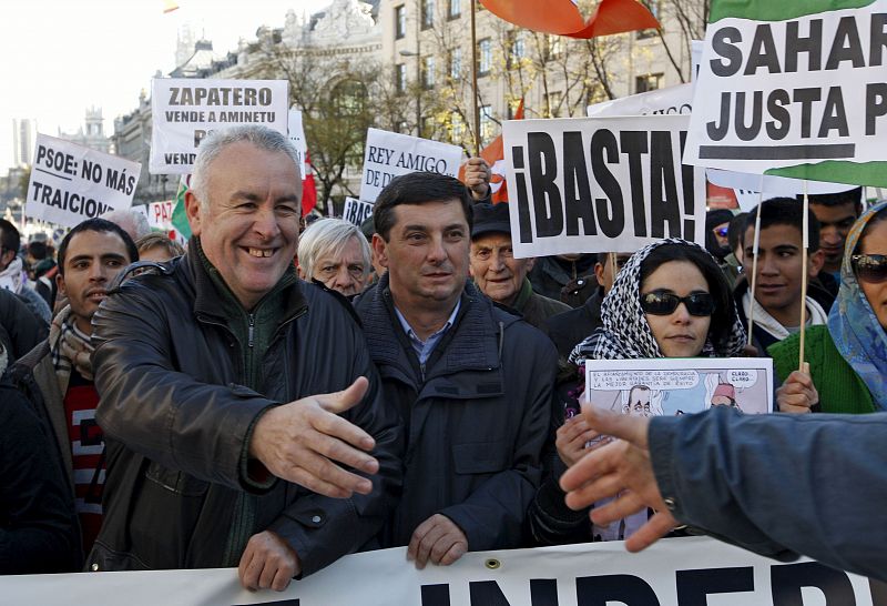 El coordinador general de Izquierda Unida, Cayo Lara, en la cabeza de la manifestación