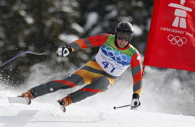 Spain's Terra speeds down the course during the men's Alpine Skiing Downhill race of the Vancouver 2010 Winter Olympics in Whistler