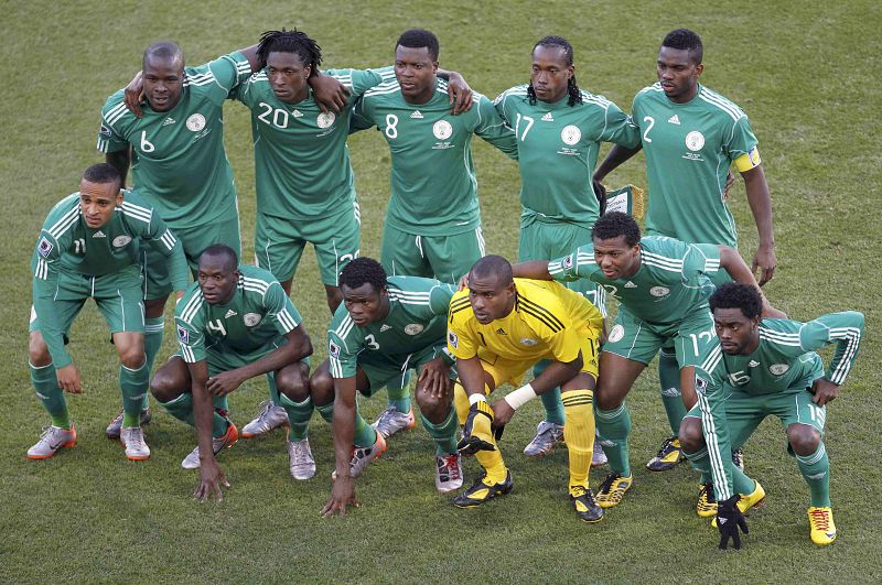 El once inicial de Nigeria para disputar su segundo partido de la fase de grupos ante Grecia.