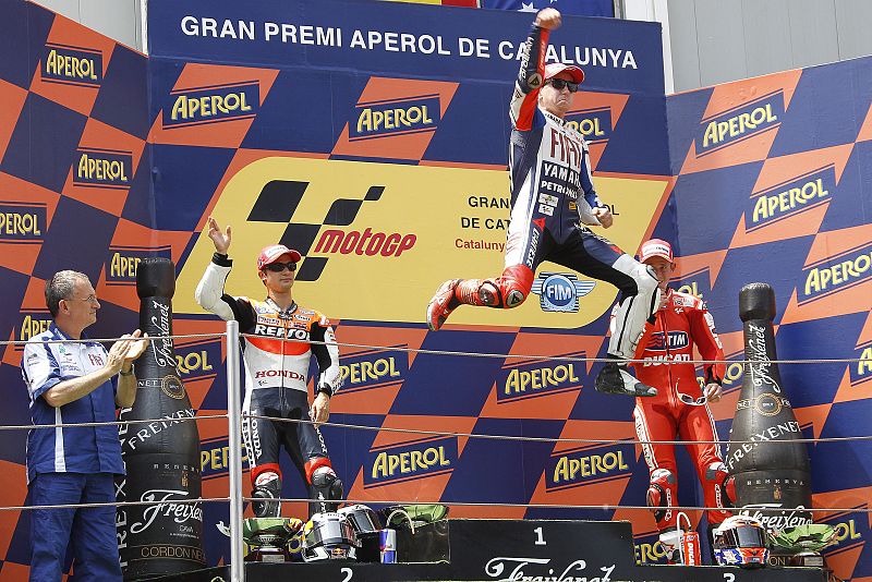 En el podio, esta vez le han acompañado Dani Pedrosa y Casey Stoner.