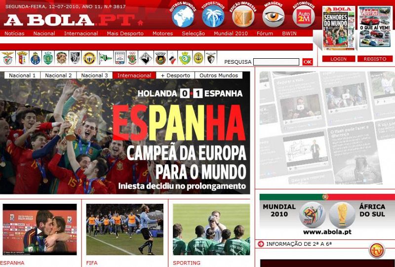 El diario portugués destaca del resto por su manera de escribir España simulando la bandera nacional