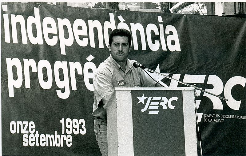 El líder de ERC se afilió al partido en 1987. En esta fotografía, durante la Diada Nacional de 1993