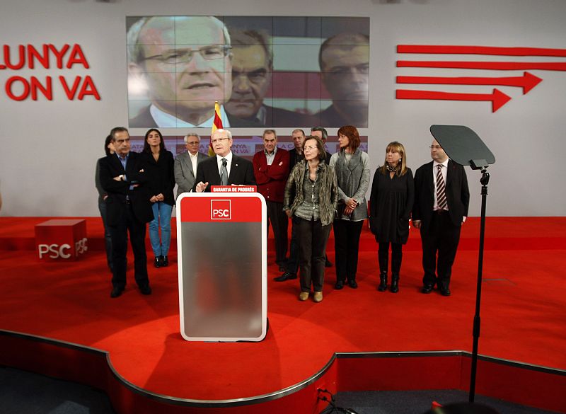 Montilla, acting president of the Catalan Socialist Party, speaks at a news conference at the party's headquarters in Barcelona