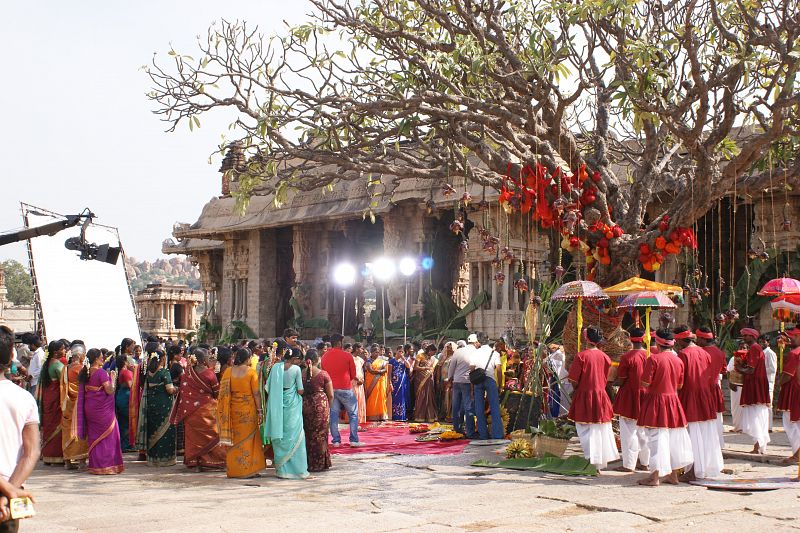 Rodaje cinematográfico en las ruinas del Templo de Vithala, en Hampi.