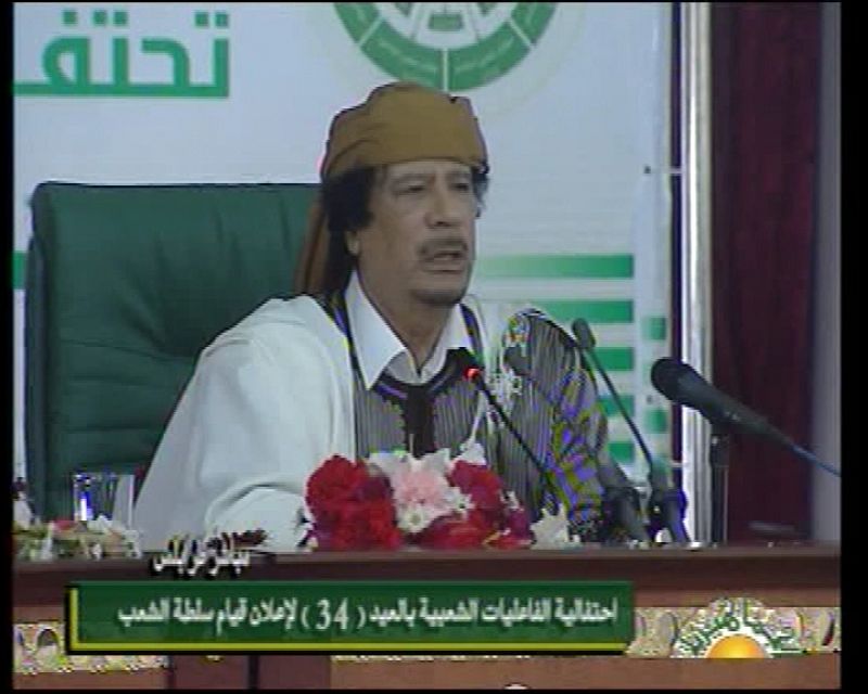 Gadafi, durante su última intervención televisiva.