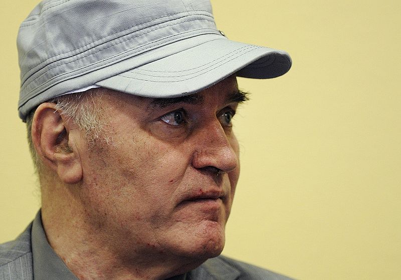 El exgeneral serbobosnio, Ratko Mladic, a su llegada al TPIY