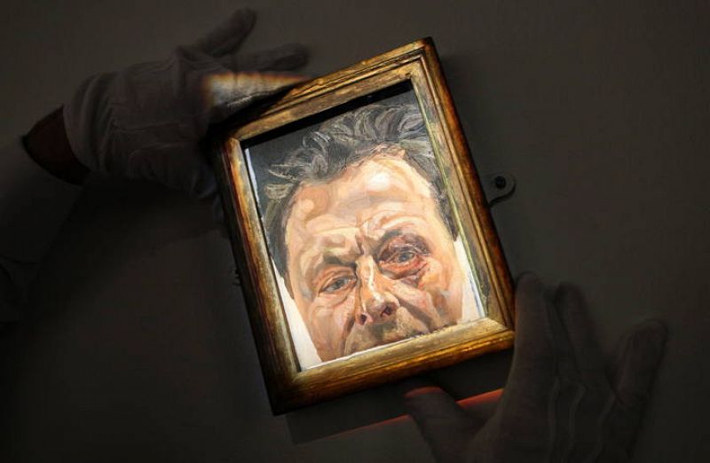 Pieza de arte denominada "Autorretrato con un ojo negro" del artista británico Lucian Freud